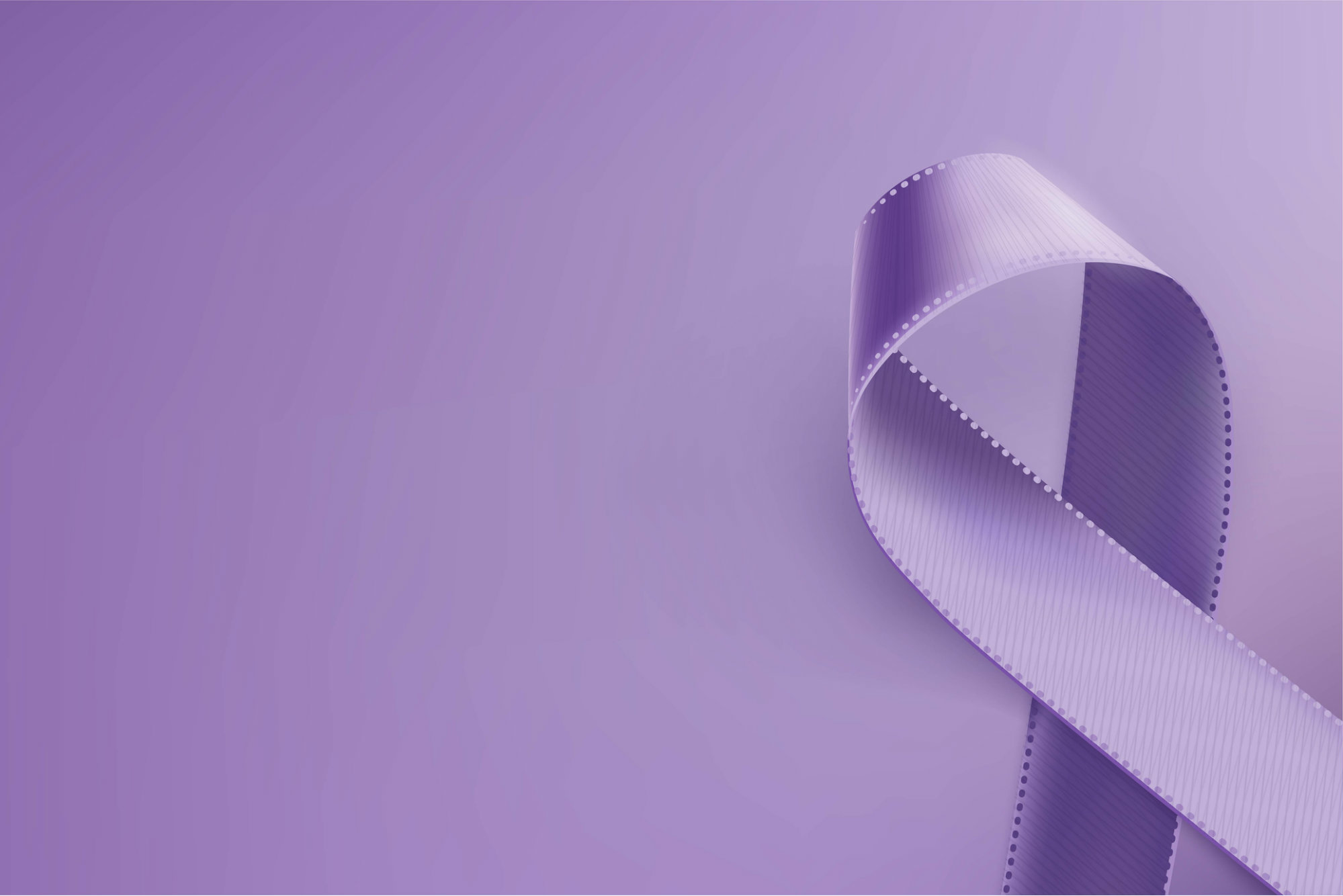 Na imagem, um laço roxo aparece em um fundo da mesma cor.