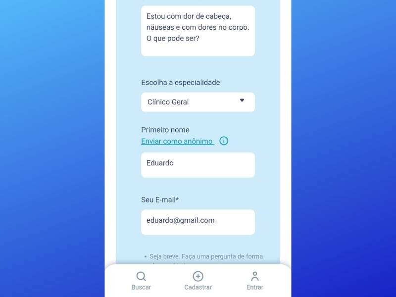 Ilustração de pergunta para fazer no sistema de tirar dúvidas médicas online.