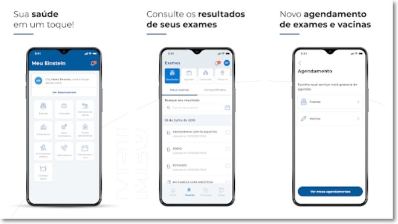 Prints telas do aplicativo einstein vacinas.