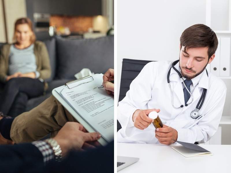 Ilustração de tratamento terapêutico e com medicamentos.