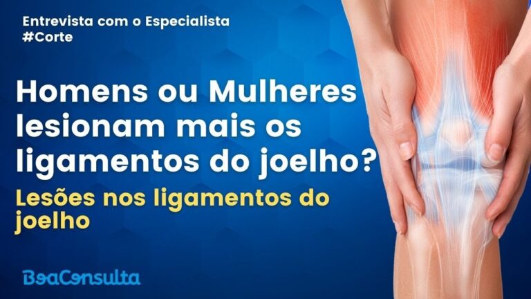Médico explicando se homens ou mulheres lesionam mais o joelho.